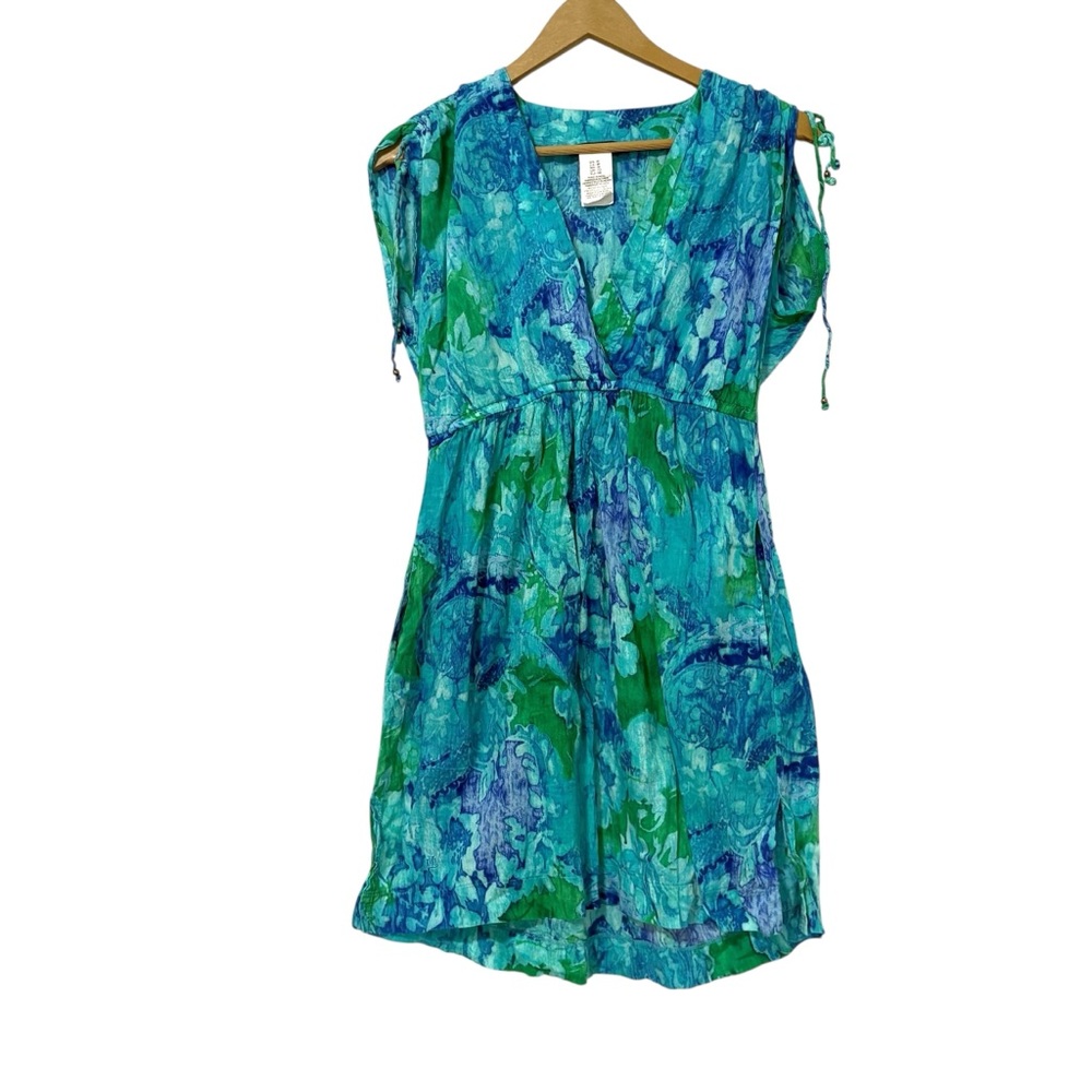 Lauren Ralph Lauren Medium Blue Green Babydoll Coverup / Tunic Beach Preppy Boho